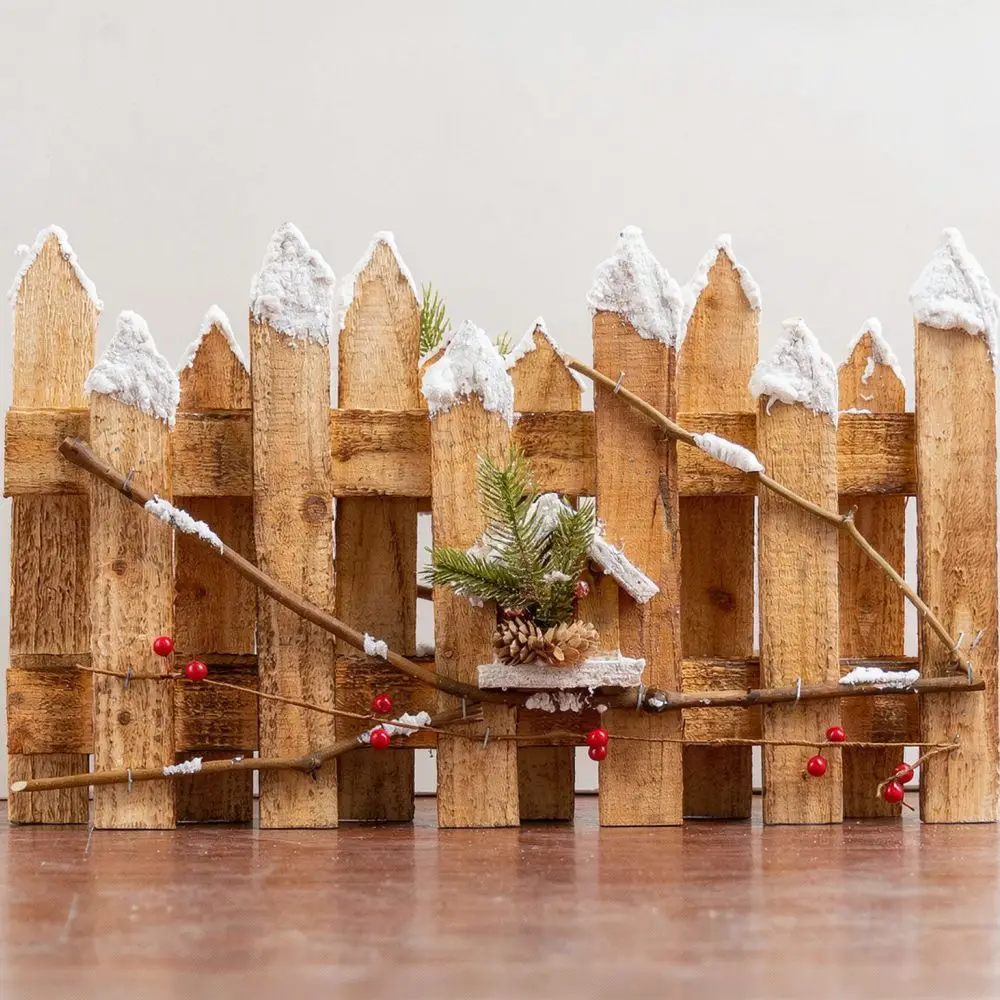 Christmas Tree Fence Base Skirt Wooden Reindeer Ornament Festive Decor Home Interior Layout Modern Style Holiday Display