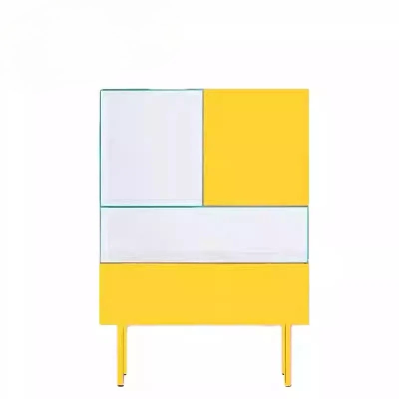 

Light Luxury Glass Side Cabinet Storage Side Locker Dopamine Memphis Entrance