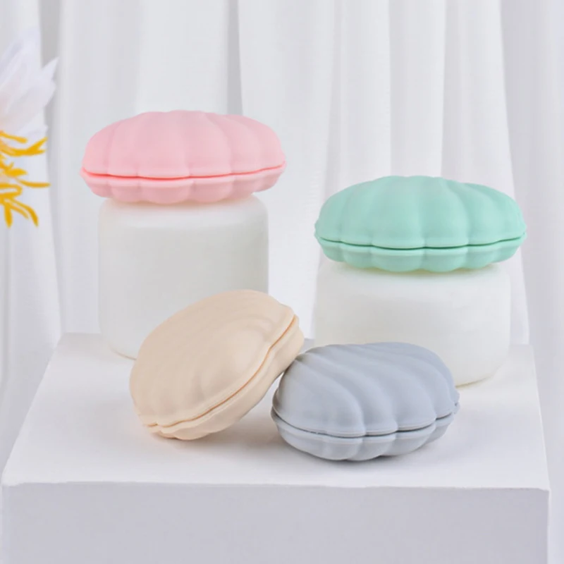 Caixa De Armazenamento De Jóias Portátil, Recipiente Cosmético, Caixa De Comprimidos De Silicone, Macaroon Cor, Brinco De Forma De Shell, Viagem, Organizador De Casa