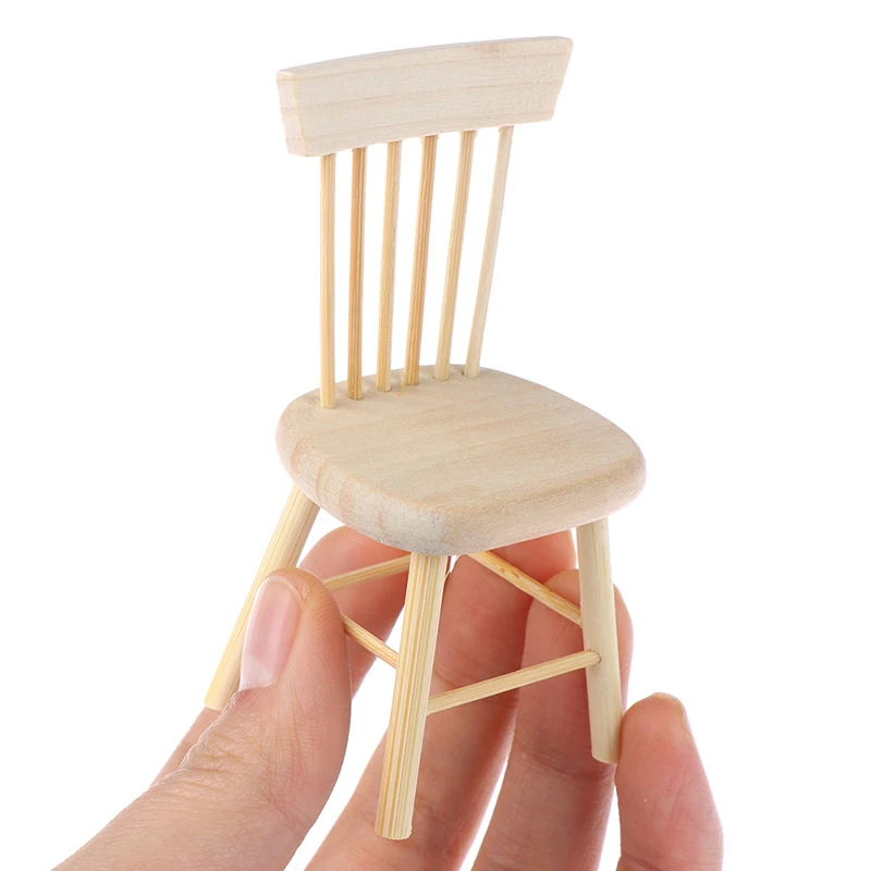 1/12 Dollhouse Miniature Simulation Furniture Wooden Chair High Chair Dollhouse Accessories