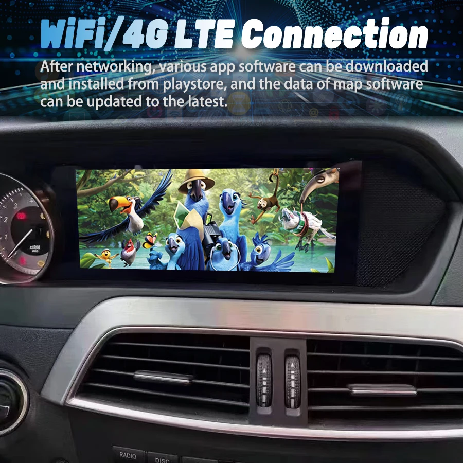Layar Qualcomm CarPlay 8.8imch untuk Mercedes Benz C-class W204 NTG 4.5 Android 13 Pemutar DVD Multimedia Unit Kepala DSP GPS
