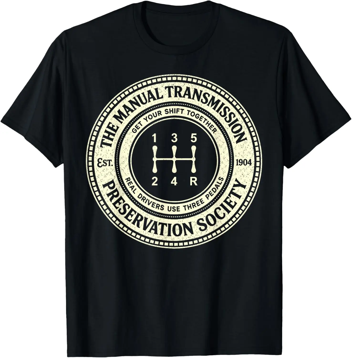 The Manual Transmission Preservation Society 5 Speed T-Shirt Men Vintage Street Style Graphic Tee Casual Short Sleeve Daily T-Shirt Y2k Aesthetic, Retro Graphic Print, Hand Drawn Pattern, Fashion Streetwear, Soft Fabric, Daily Wear