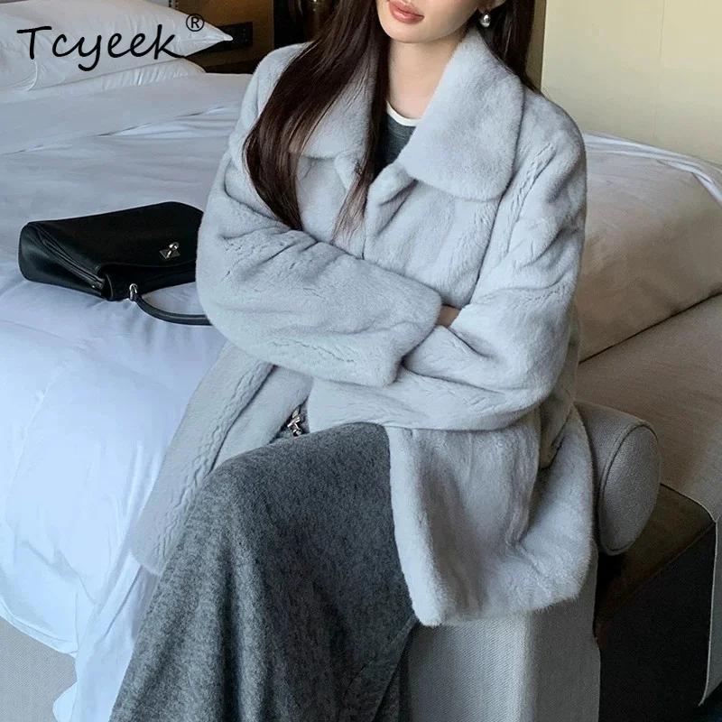 

Tcyeek Natural Mink Real Fur Coat Women Whole Mink Warm Jackets Woman New in Outerwears Fashion Winter Clothes Fourrure Femme