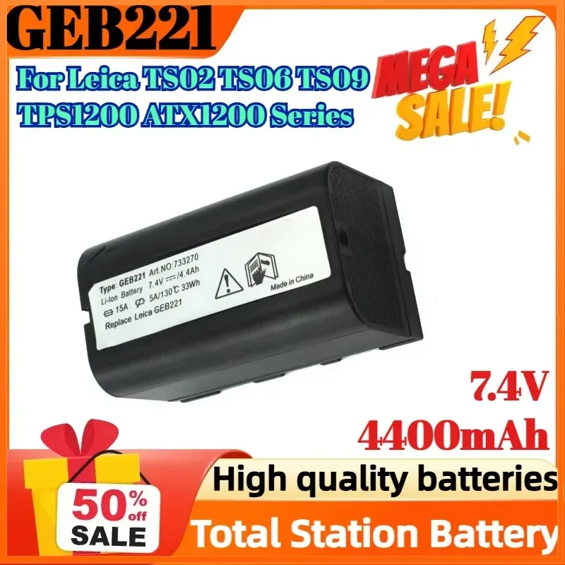 GEB221 7.4V 4400mAh Li-ion Battery For Leica TS02 TS06 TS09 TPS1200 ATX1200 Series Surveying Total Station Battery