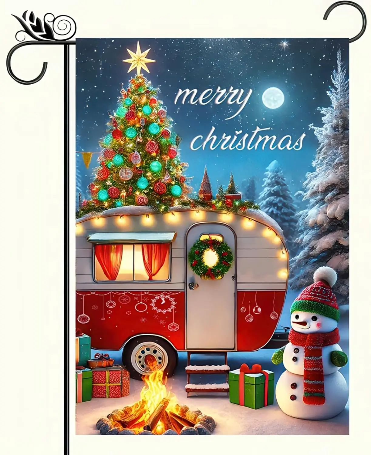 Merry Christmas Garden Flag 12x18 Flag Double Sided Winter Christmas Snowman And Camper Welcome Garden Flag Theme Flag Home  KZA