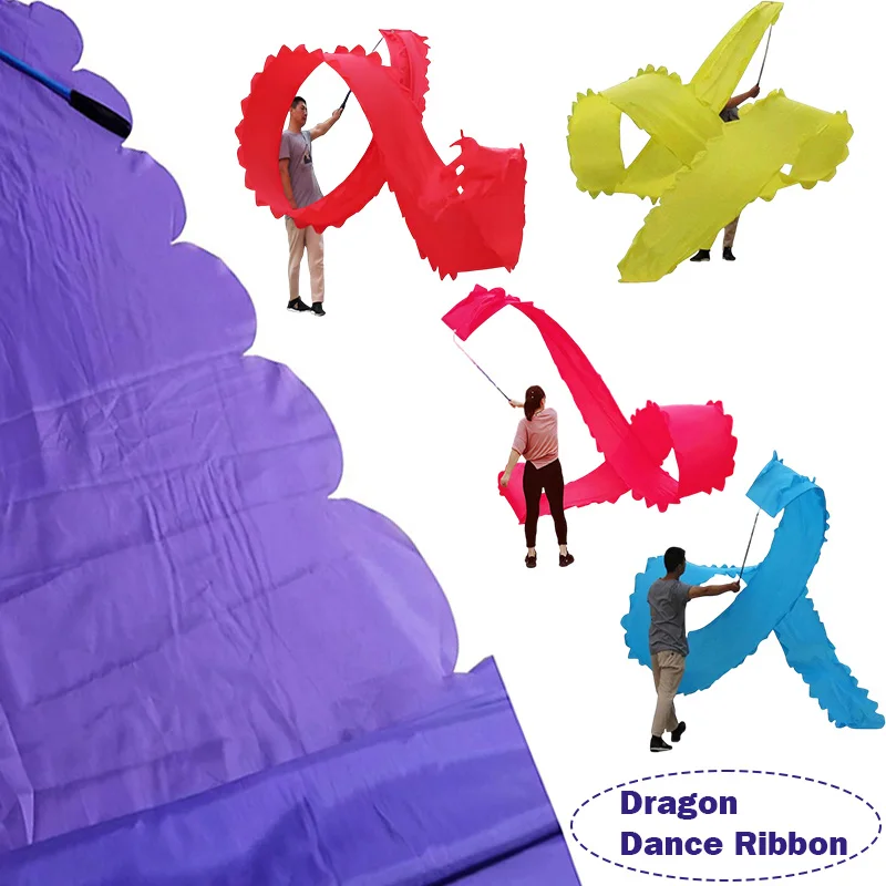 Chinese Dragon Dance Ribbon for Adults Colorful Silk Flowing Ribbon Festival Stage Performance Tai Chi Exercise Prop