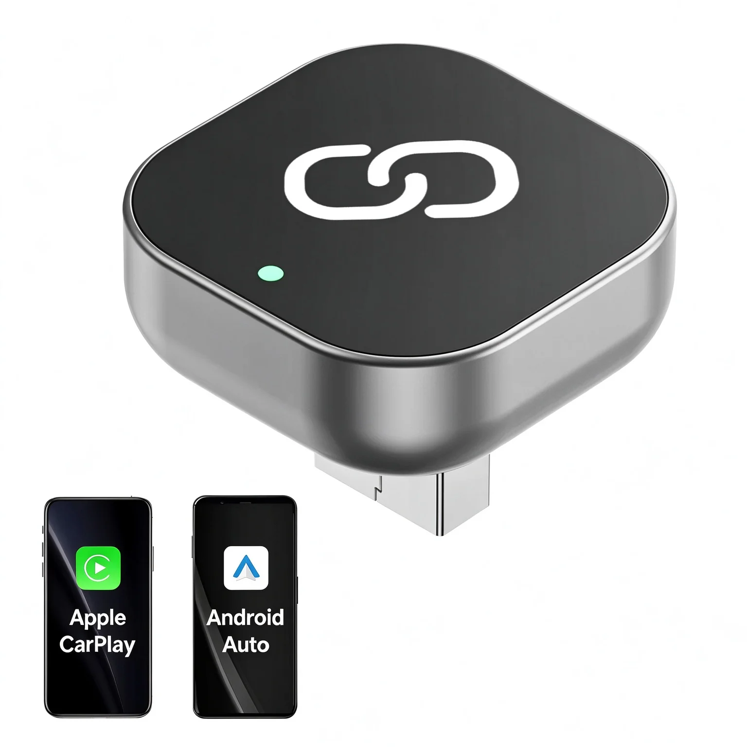 Wireless CarPlay & Android Auto Adapter –Wired to Wireless Plug & Play Auto Reconnect Compatible with iPhone 6+