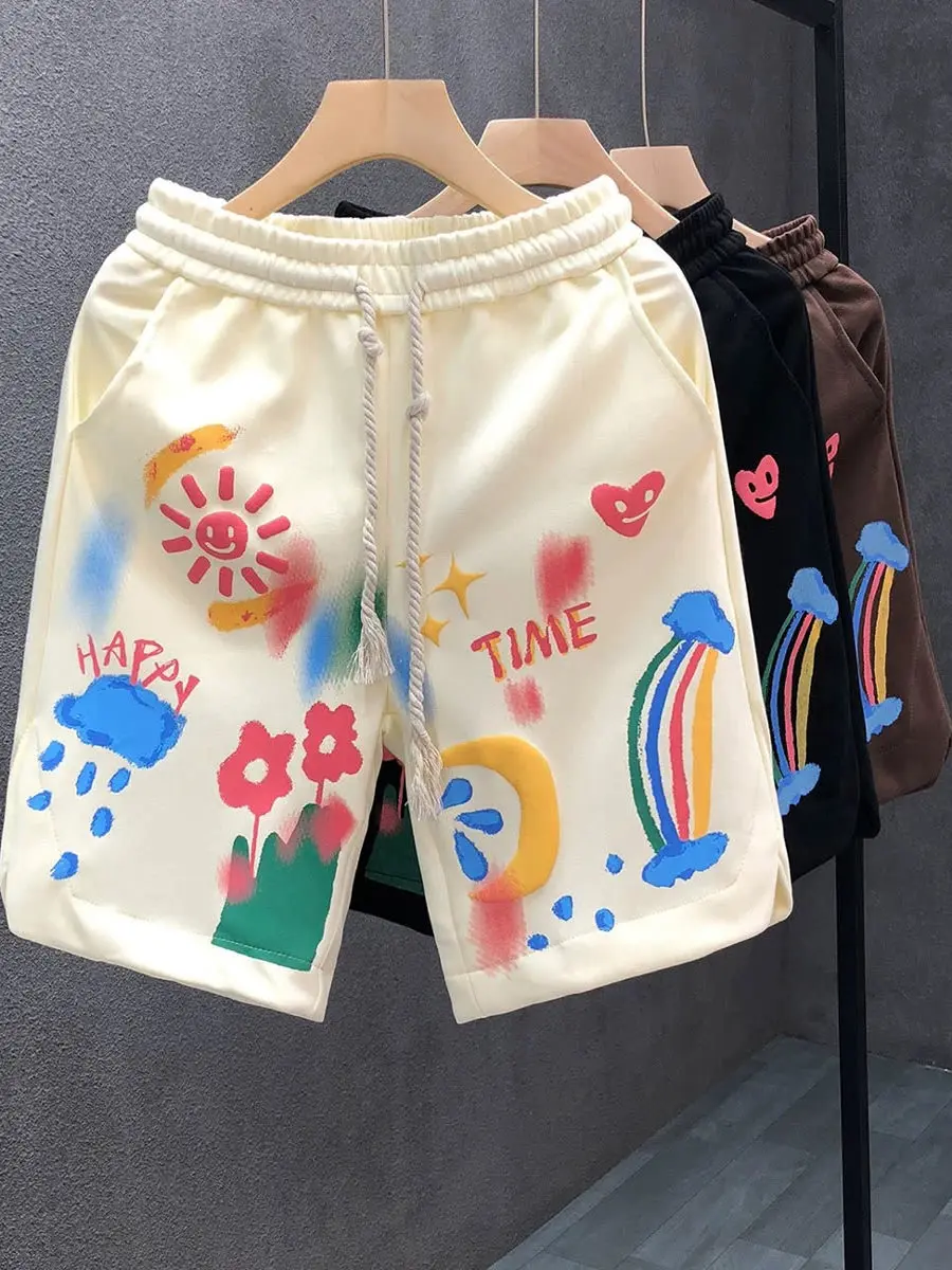 

Dopne orts Men's Summer American Retro Sports Couple 300 Pou Five-Quarter Pants Teenage Mid-Length Casual Pants