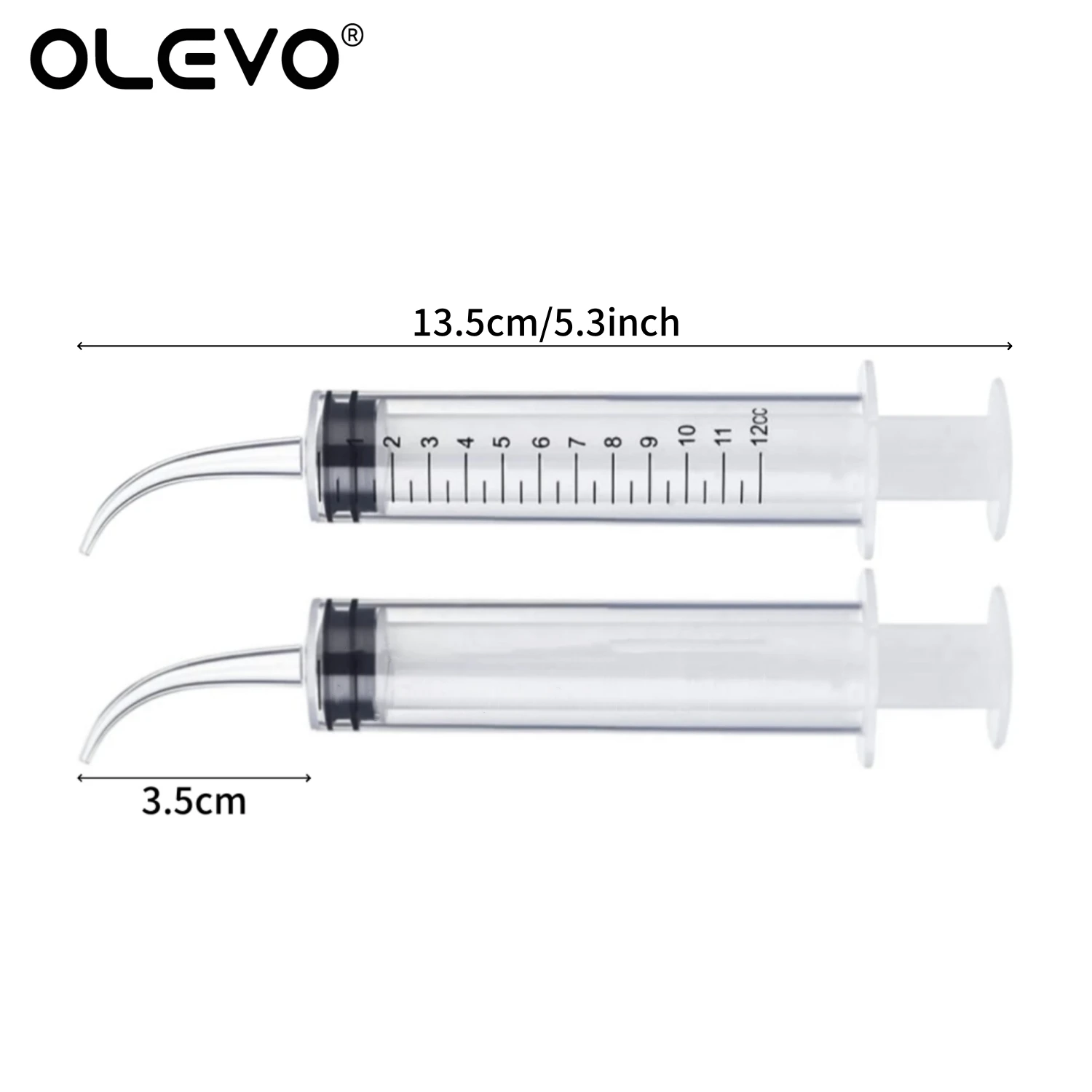 Dental Syringe 12ml Disposable Irrigation Syringe with Curved Tip for Oral Hygiene Care Tip Diameter 1.9mm Dentistry Instruments