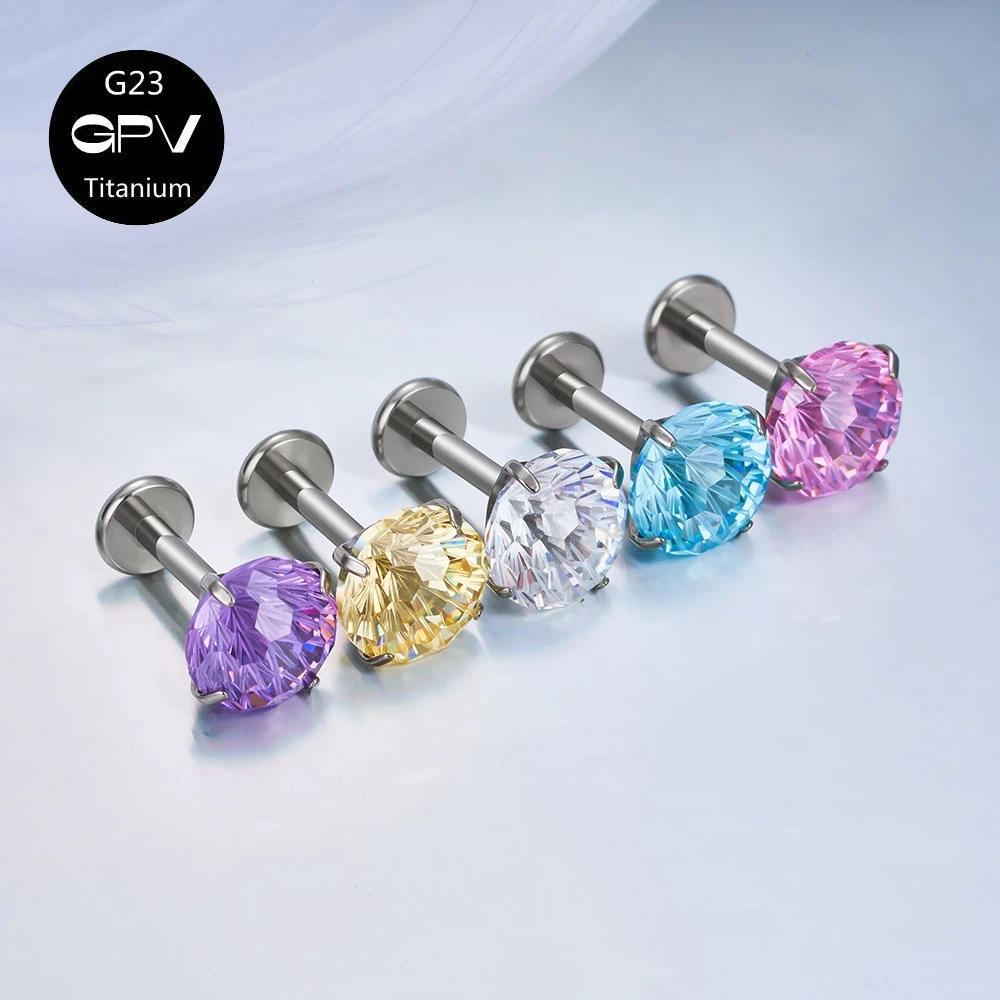 Wholesale G23 Titanium Insertion Nose Studs Fireworks ZC Dazzling Luxury Perforated Jewelry Female Ear Bone Studs Ear Studs