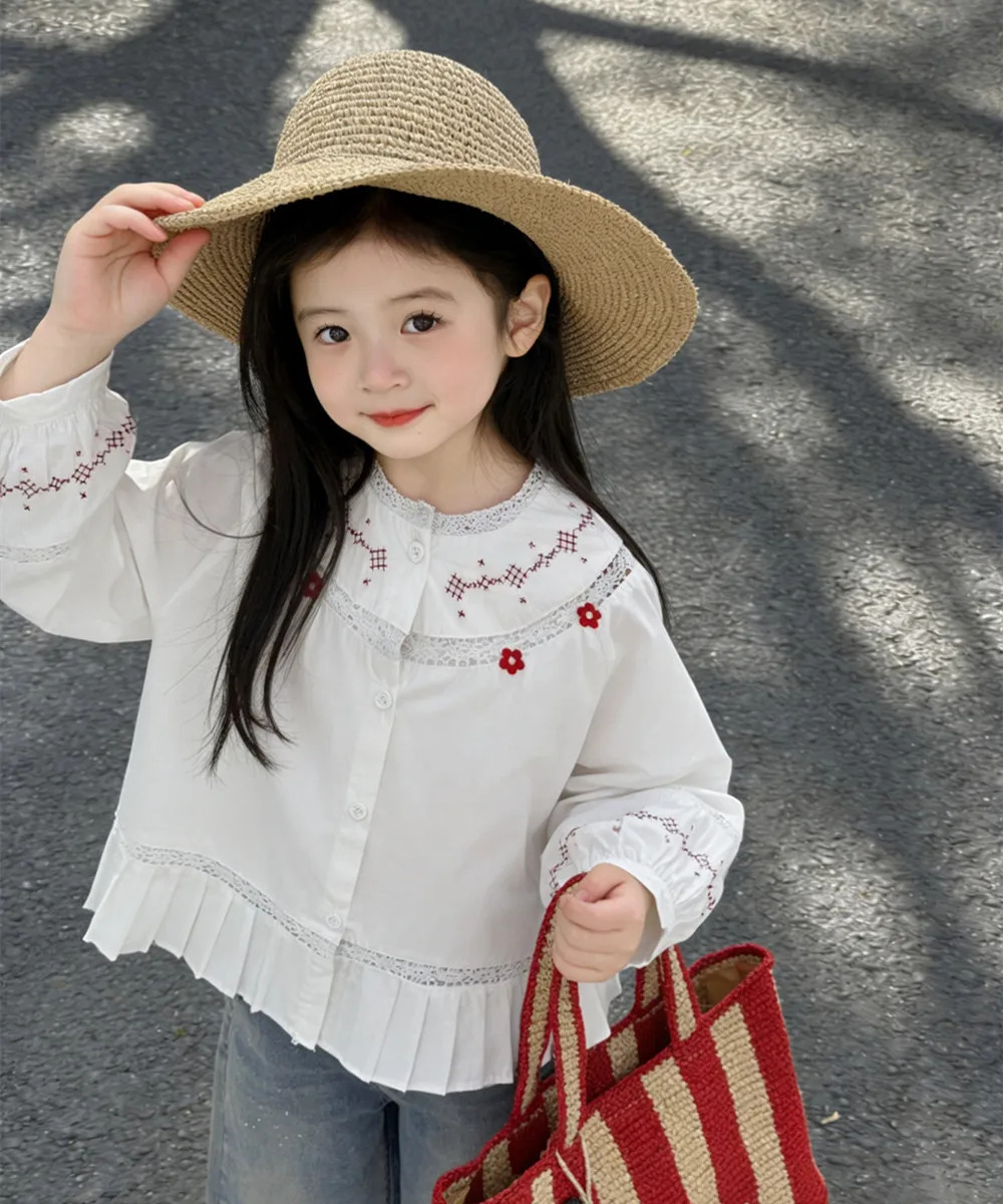 

spring baby girl clothes kids tops Japanese-style baby shirt French pastoral style girls' embroidery girl blouse
