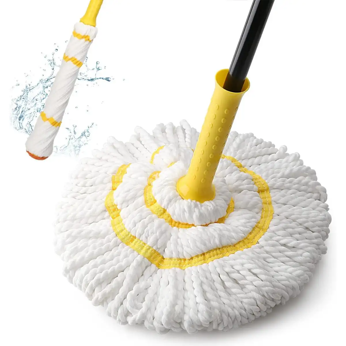 Self-Wringing Twist Mop for Floor Cleaning, Long Handled Microfiber Floor Mop with Top Scouring Pad  57-inch