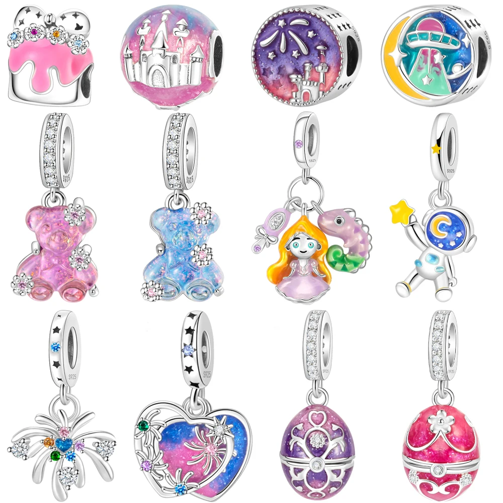 Abalorios de Cuentos de Hadas para Pulsera Original, Colgante de Princesa, Castillo, Astronauta, Joyería DIY, Regalo de Cumpleaños para Mujer