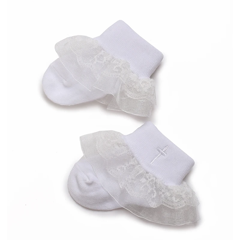 4 Pairs Of Baby Socks With Lace Embroidery 0-18 Months Old Baby Socks Soft And Skin Friendly Cotton Socks