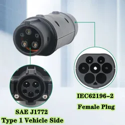 GKFLY EVSE Adaptor 32A Electric Vehicle Car EV Charger Connector SAE J1772 Socket Type 1 To Type 2 EV Adapter For Car Charging