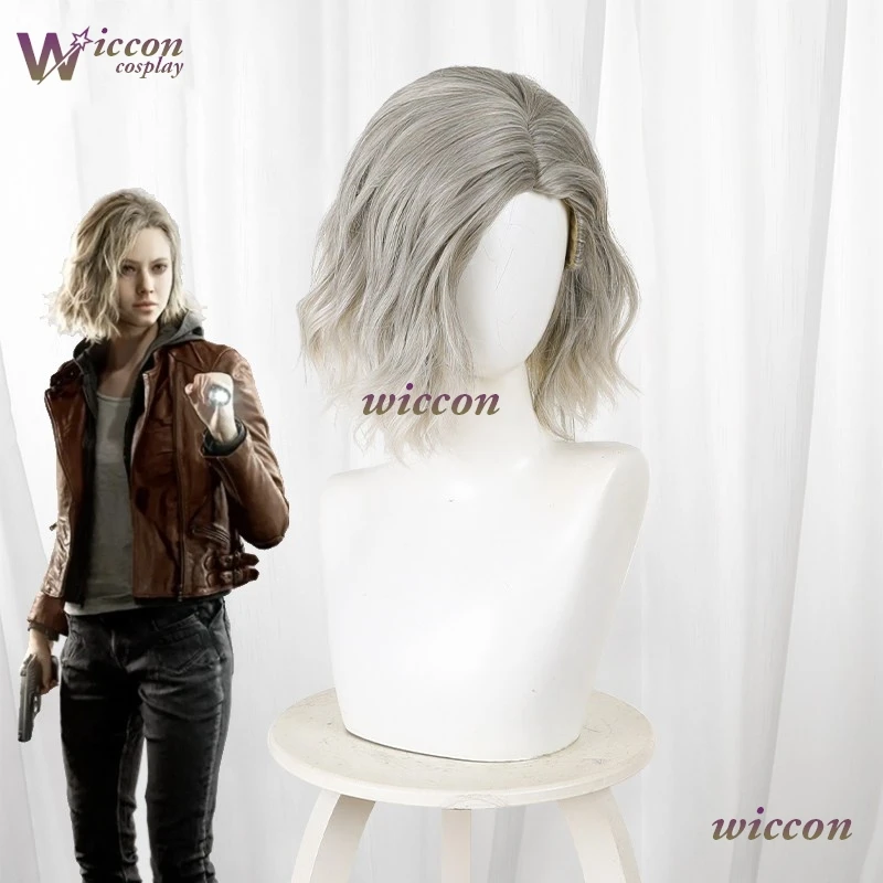 magcos Re9 REQ Grace Ashcroft Cosplay-Perücke für Damen, Evil Requiem, Halloween, Rollenspiel, Farbverlauf, natürliches, kurzes, lockiges Haar, hitzebeständig