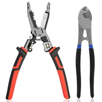 2Pcs Battery Cable Lug Crimping Tool Cable Cutter 10 IN 1Heavy Duty Wire Lug Tube Terminal Crimper Hex Crimp Tools Plier