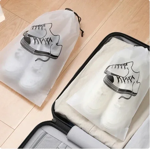 1/5PCS Shoes Storage Bags Travel Portable Clothes Underwear Organizer Transparent Frosted Drawstring Pouch Waterproof Dust-proof