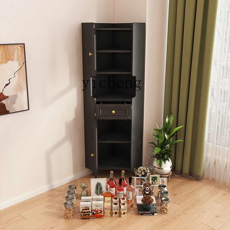 

Living room glass wine cabinet rattan light luxury corner cabinet triangular corner cabinet