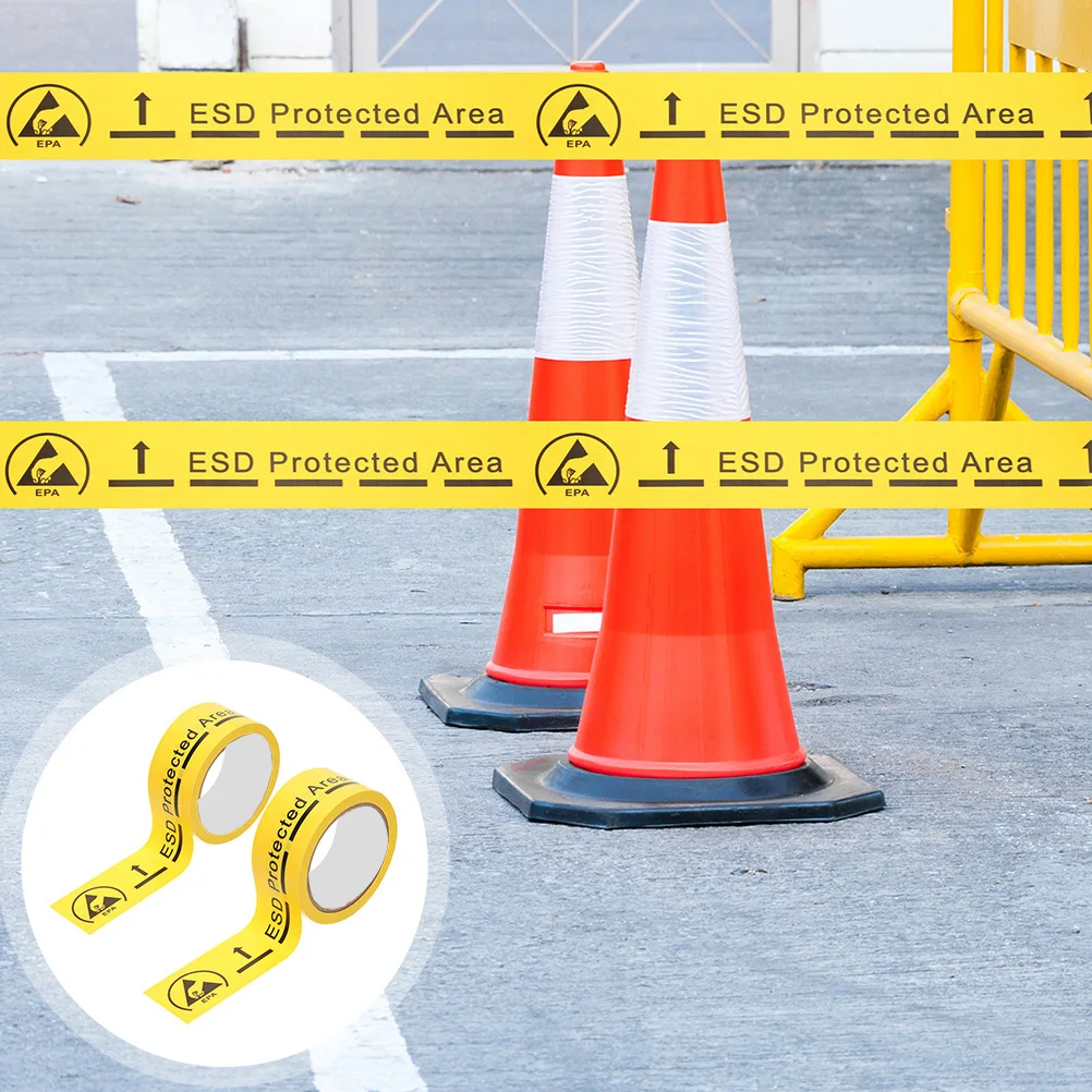 

2 Rolls Safety Tape Area Electrostatic Warning Decals PVC Caution Caution Tape Roll Floor Concrete Warning Safety