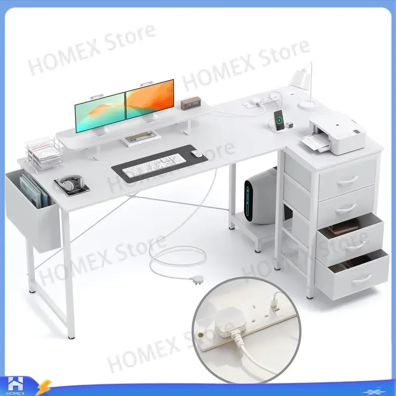Aliexpress L Shaped Corner Desk 140x80cm with Drawers USB Charging Port Power Outlet Monitor Stand PC Computer Desk Home Office Gaming - Aliexpress Deal