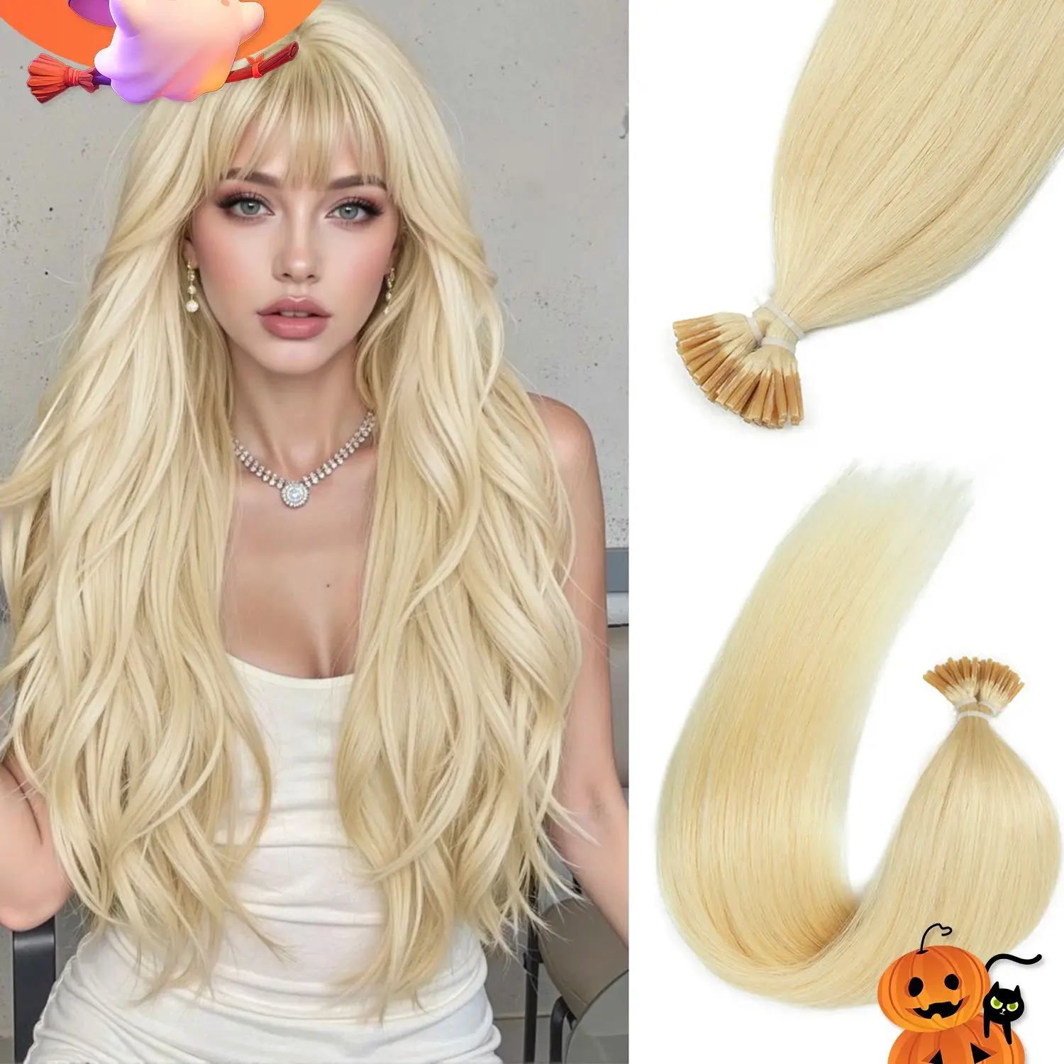 

I Tip Hair Extensions Pre-Bonded Human Hair 50Pcs/Pack Micro Ring 12-20Inch Length Natural Straight Human For Women Damage-Free