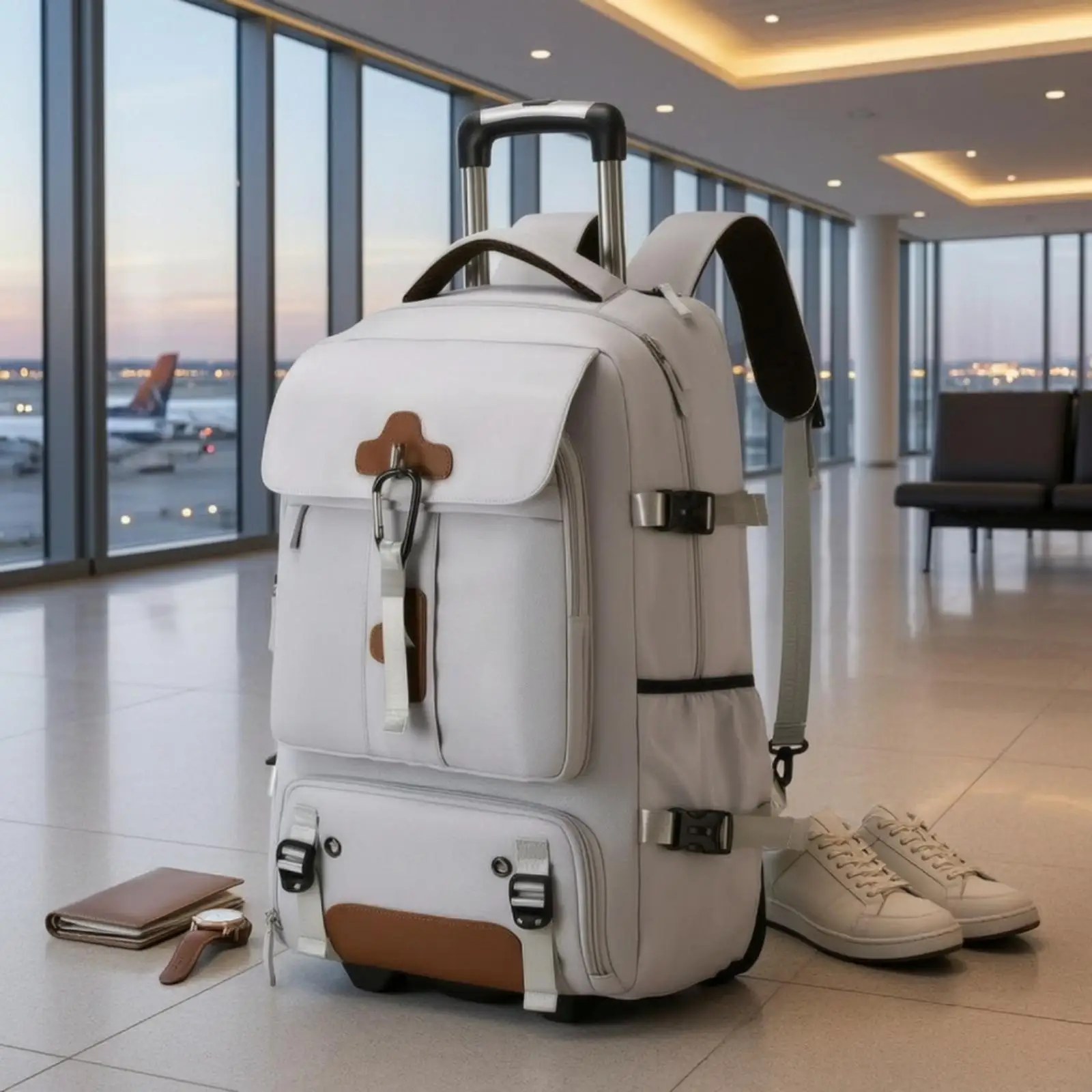 30l-メンズトラベルラゲージ、プルハンドルとフロントジップコンパートメント付き、空港旅行用キャリーオンバッグ