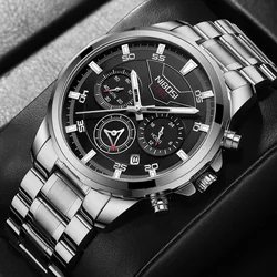 NIBOSI Mens Watches Top Brand Luxury Clock Casual Stainless Steel Men Watch Sport Waterproof Quartz Chronograph RelogioMasculino