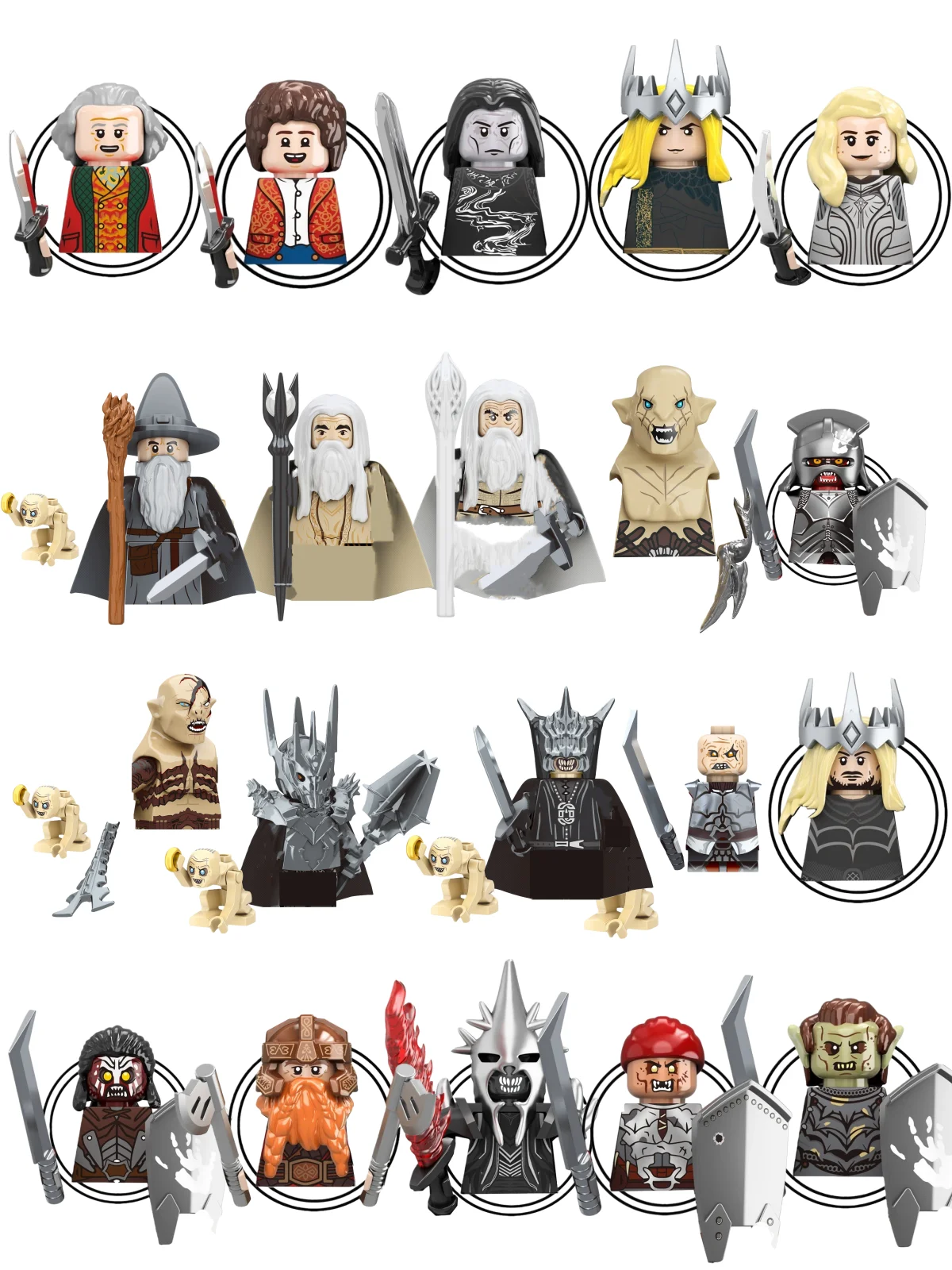 Figurki Niespodzianki TV6409 Mini Figurki Akcji Orczy Krasnoludki Elfy Rycerze Rohan Armia Wojenna Klocki Akcesoria Prezenty Świąteczne — 2
