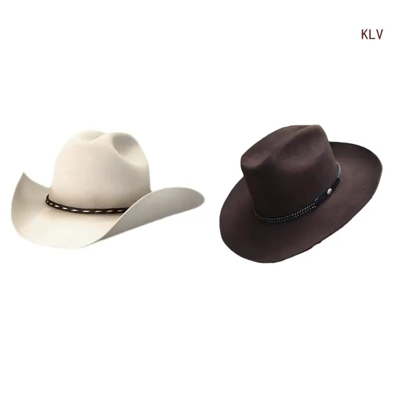 

Classical Fedoras Cowboy Hat for Travel Wide Brimmed Hat Western Cowboy Hat for Boy Man Adults Cowboy Hat