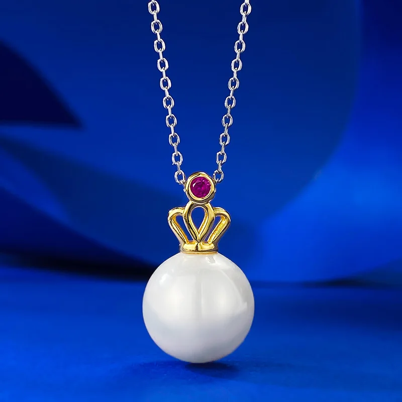 

New European and American S925 Silver 11mm Pearl Necklace Pendant for Women's Light Luxury Daily Fashion