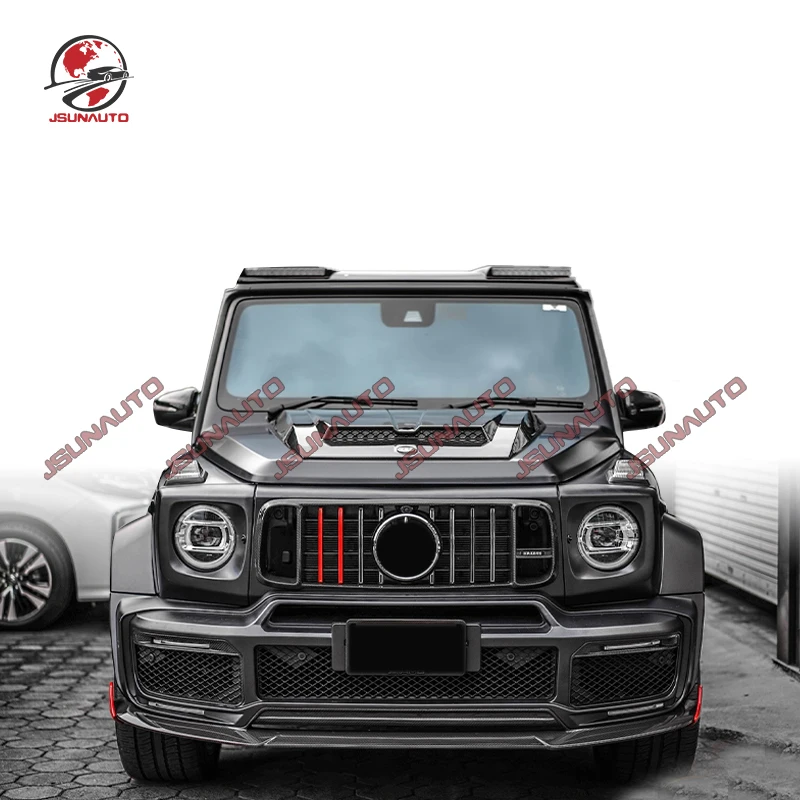 

Auto Part G900 B Style Carbon Front Grill Frame With Light For Mercedes G63 G500 G400 Facelift Grille Mesh Cover Kit