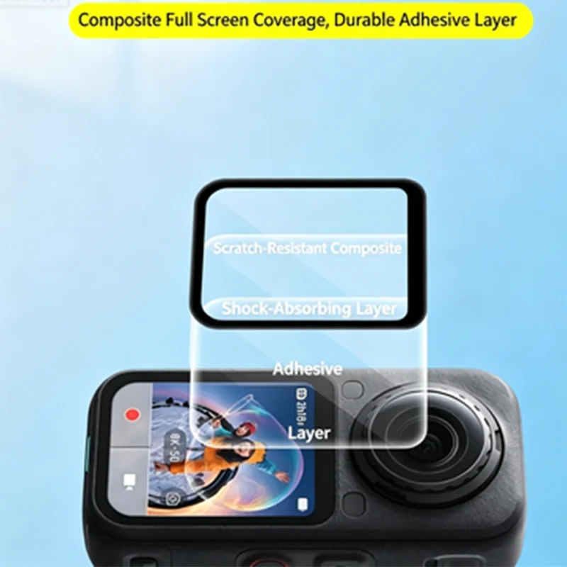 For Insta360X6 Camera Curved Diamond  Full Glue Tempered Film High-definition Transparency Scratch-resistant Protection Film Kit