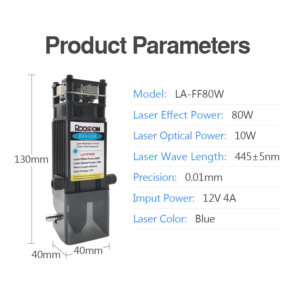 80W Laser Module with Air Assist 40W 450nm TTL Laser Head for CNC Laser Engraving Cutting Machine Wood Working Tools