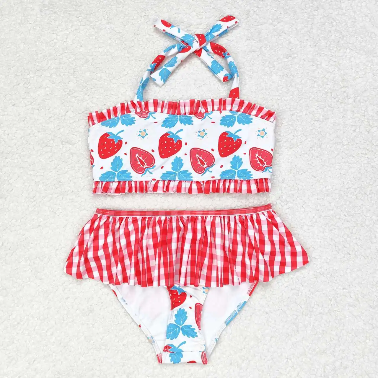 New Fashion White One-Piece Swimsuit with Sailboat Blue Bow Wholesale Children Clothes NO MOQ