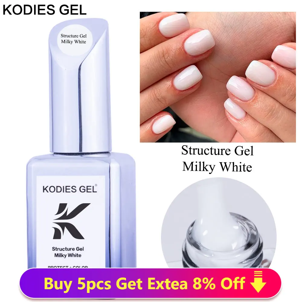 KODIES GEL Milky White Gel Polish Structure Rubber Base Gel Nail Polish 2 IN 1 Milk Enamel Opal Semi Transparent Primer Lak 15ml