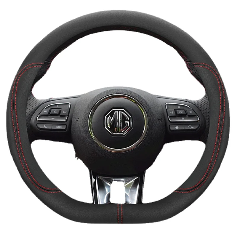 

Car Steering Wheel Cover for MG 6 Universal D-type High Quality Car Decorative Accessories Genuine Leather Non-slip Sweatproof