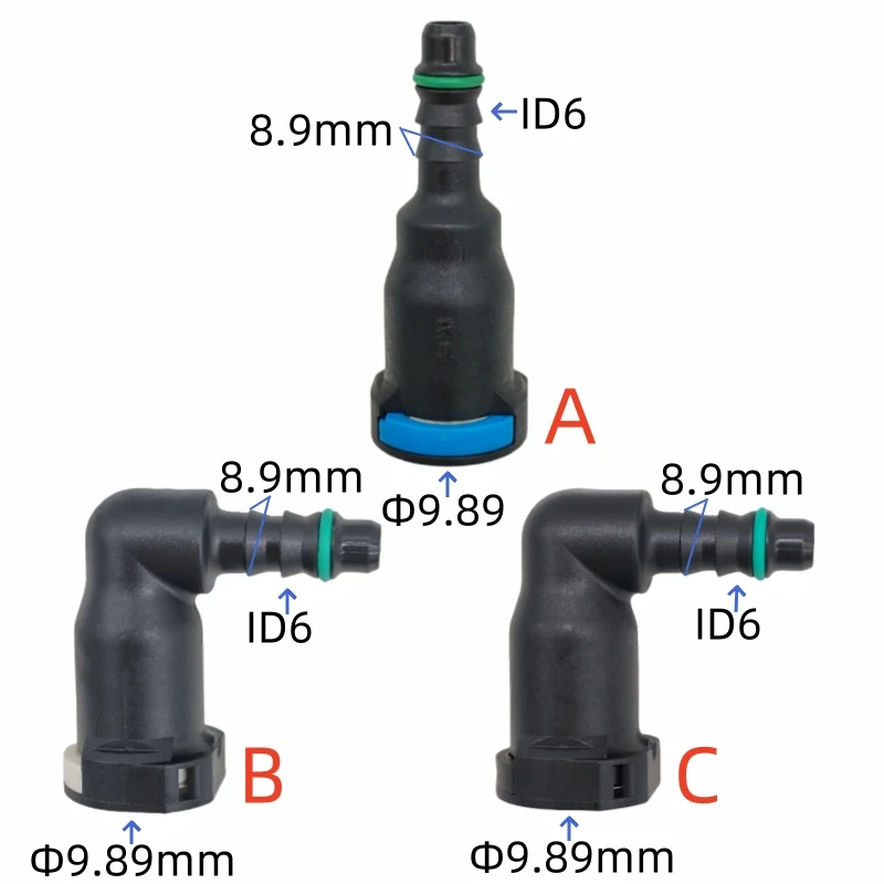 9.89 ID6 9.89mm fuel line quick connector plastic female connector for car for petrol and diesel straight with o lock 2pcs a lot