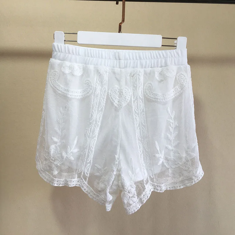 退屈なハニー新しい韓国レースショーツ着てかぎ針編み中空レギンスパンツ刺繍通気性三点安全パンツ女性