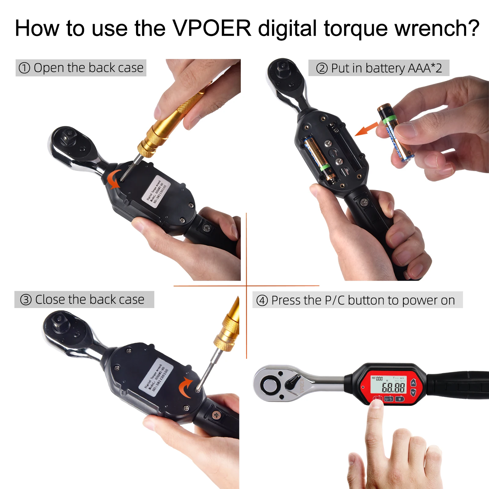 1/2-inch 3-100 Nm Drive Digital Torque Wrench , 2.2-73.7 ft-lbs (26.5-885 inch pound) with Buzzer & LED, Calibrated