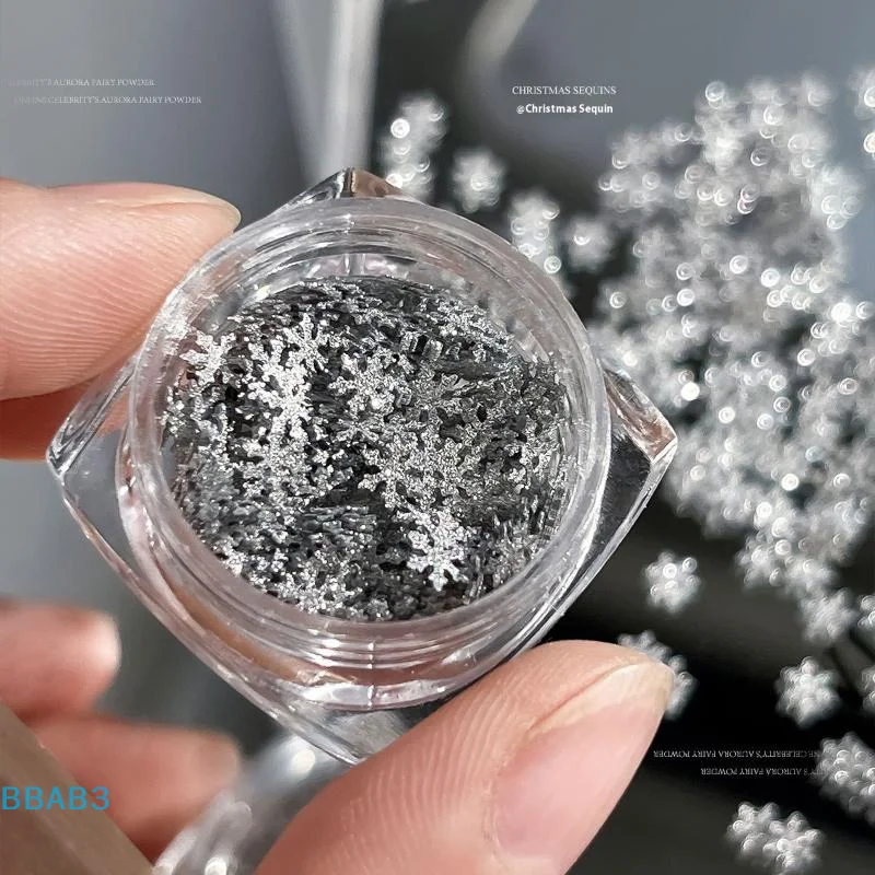 【B】Snowflakes Winter Nail Sequins Sparkling Christmas Flakes Spangles Nail Art Decoration Sticker Tips Nail Charm Manicure Salon