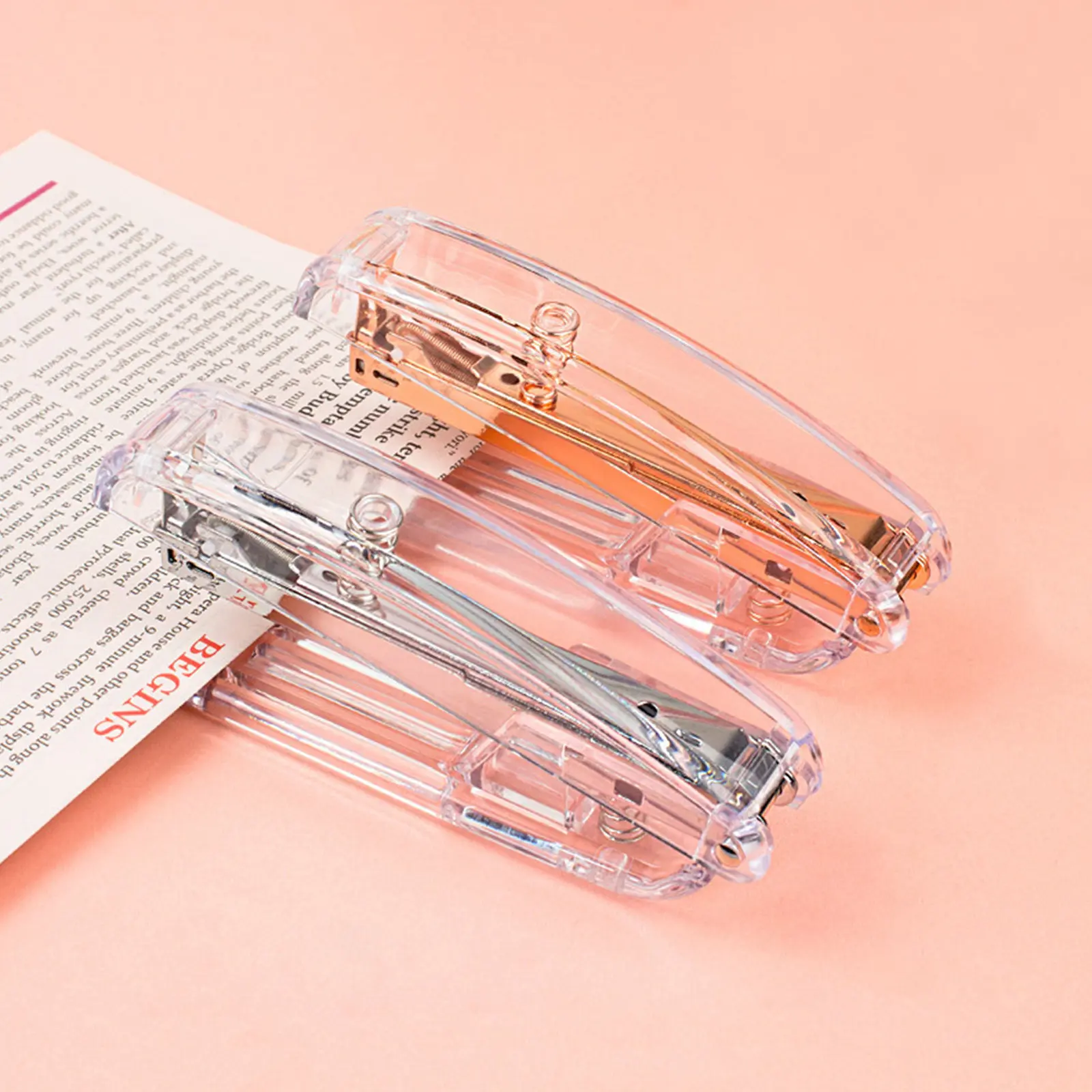 1Pcs Plastic Stapler Transparent Design Book Stapling Tool Sturdy Reliable Performance Office Supply Student Stationery Simple