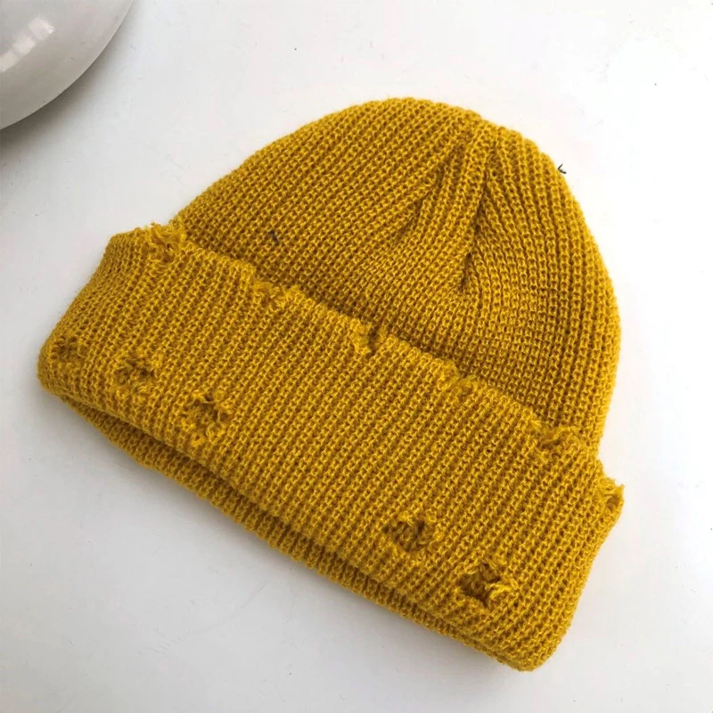 Women Girls Hats Caps Winter Warm Personal Solid Color Pin Knitted Fashion Accessories