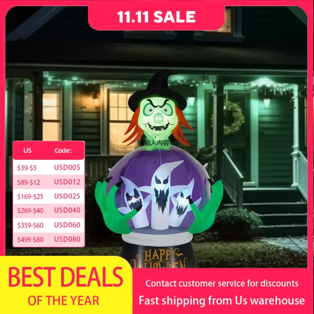 

5.9ft Witch & Crystal Ball Inflatable Halloween Decoration