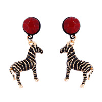ZAA Vintage Metal Enameled Zebra Dangle Earrings High Quality Trend Women Jewelry Statement Holiday Party Accessories Girl Gifts