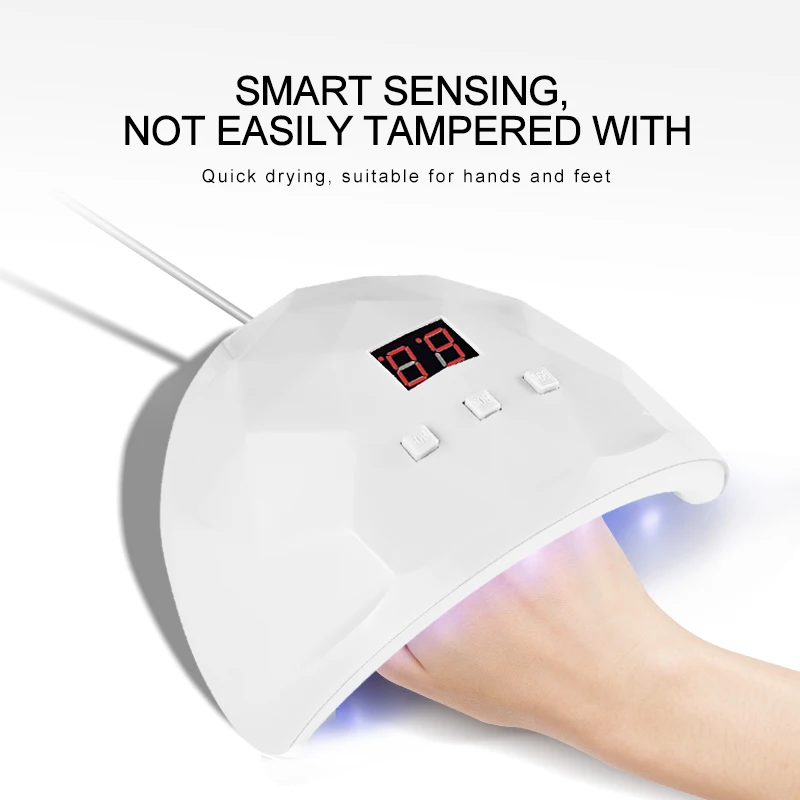 Lampa UV do utwardzania paznokci - 3 ustawienia czasowe + automatyczne wykrywanie, utwardzanie żelu do użytku domowego i salonu