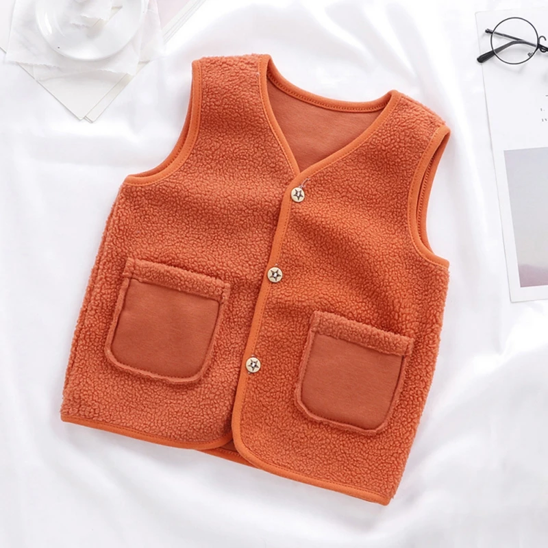 Winter Warm Baby Outwear Waistcoats Sleeveless Jackets Children\'s Vest For Boy Girl Solid Color Polar Fleece Kid Vest 0-1 Years