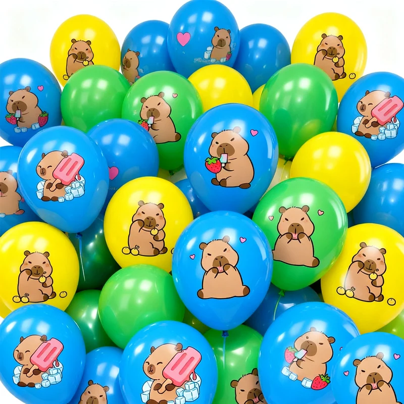 Capybara-Luftballons, Geburtstag, Kinder, alles Gute zum Geburtstag, Party, Cartoon-Capybara-Themenballon, Aluminiumfolie, Latex-Zahlenballons – Detail 3