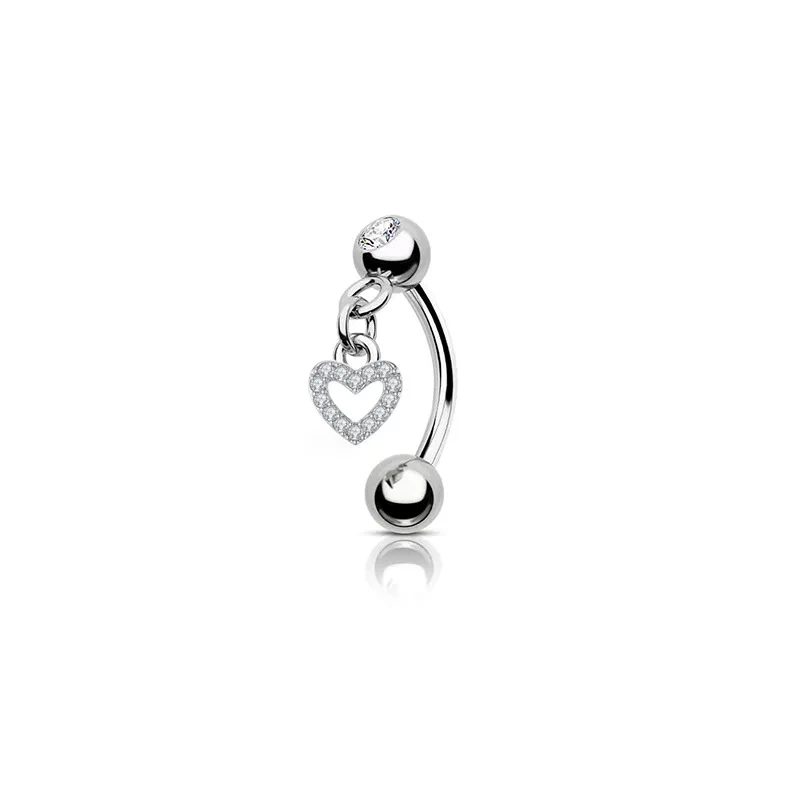 Zircon Eyebrow Piercing Stud with Curved Barbell