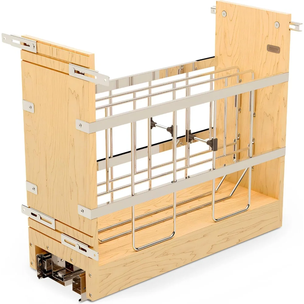 

8" Wooden Pullout Shelf Bakeware Organizer for Base Kitchen Cabinets with Soft Close and 100 Pound Ball-Bearings